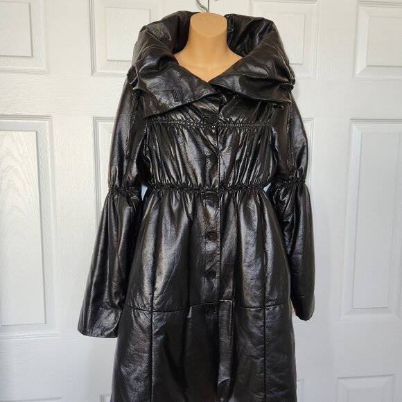 VESPUCCI SOFT LEATHER BLACK COAT OVERSIZE STYLE SIZE M - Picture 5 of 14